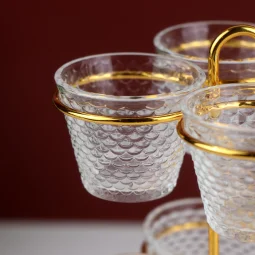 حامل فناجين معدن ذهبي - 12خانة