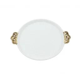 White and gold ceramic plate - 2MM7-208