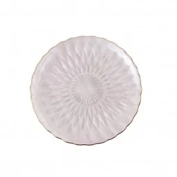 Glass sweet dish set, 6 pieces, with metal stand - gold - 15 x 15 cm