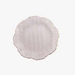 طقم صحون حلا زجاج  6 قطعة مع استاند معدن- ذهبي- 15×15 سم 