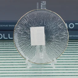 Elegant serving plate with gold rims - 12 x 12 cm - 2SS02-1973