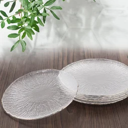 طقم صحون حلا مع استاند خشب بتصميم عصري / 6 قطع / 15 سم 