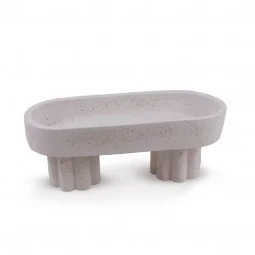 Ceramic serving plate with base - 11 x 29 x 12 cm - white