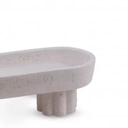 Ceramic serving plate with base - 11 x 29 x 12 cm - white