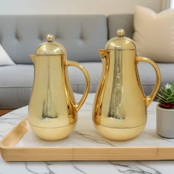 Gold Coffee and Tea Thermos Set - 1L and 0.6L