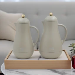 Coffee and Tea Thermos Set - Dark Beige - 1L and 0.6L