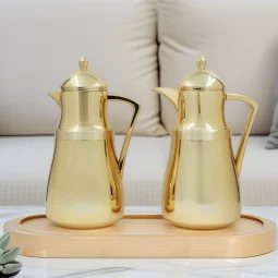 Distinctive and elegant coffee and tea thermos set - 1 liter and 1 liter - gold