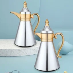 Tulane Coffee Tea Thermos Set - 0.7L / 0.7L - Golden Silver