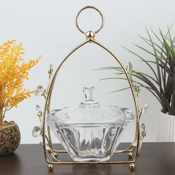 Glass sweet carrier with a modern design - gold