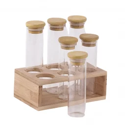 A set of glass spice jars with a stand, 7 pieces