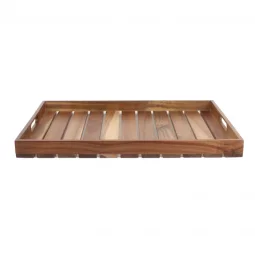Elegant Wooden Serving Tray - Dark Brown - Rectangular