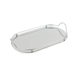 Elegant Steel Serving Tray - Oval - 36 x 20 cm / Silver