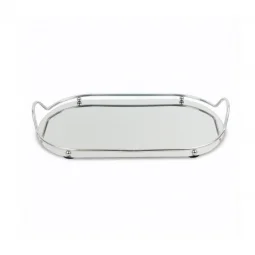 Elegant Steel Serving Tray - Oval - 36 x 20 cm / Silver