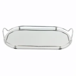 Elegant Mirrored Serving Tray - Oval - 27 x 44 cm / Silver
