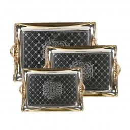 Steel tapestry set with gold edges, 3 pieces