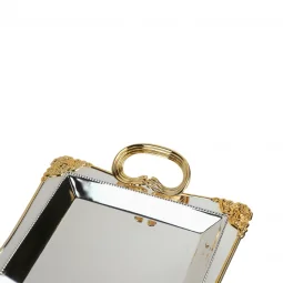Stylish and modern stainless steel tabasi set - silver with gold edges - 3 pieces