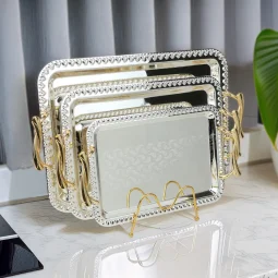 Elegant stainless steel tabasi set - silver - 3 pieces
