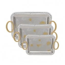 Steel tapestry set with gold edges, 3 pieces
