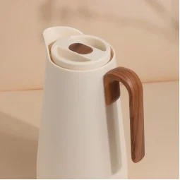 Premium hospitality thermos with wooden handle - push-button - 1 liter capacity - 2G1BB200221