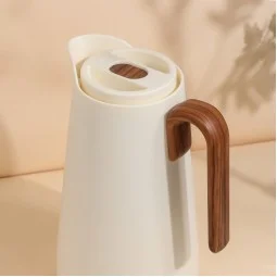 Premium hospitality thermos with wooden handle - push-button - 1 liter capacity - 2G1BB200223