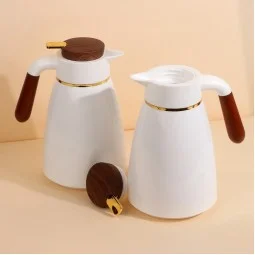 Coffee and Tea Thermos Set with Wooden Handles – 1L + 1L Capacity – 2S1B200126
