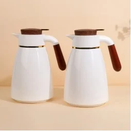 Coffee and Tea Thermos Set with Wooden Handles – 1L + 1L Capacity – 2S1B200126