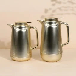 طقم ترامس قهوة وشاي بتصميم مميز - سعة 1 لتر + 0.7 لتر -ضغاط - 2S1BB200025