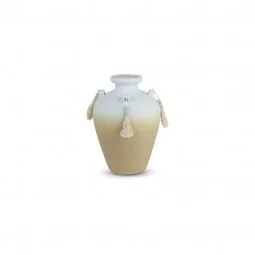 Ceramic Vase - Beige White - 17 x 24 cm