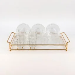 19-piece glass coffee and tea set with gold holder - 2SS1-T02-057