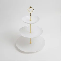 Luxury triple serving platter with gold handle - 2M1F500144