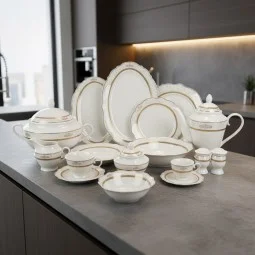 Luxury decorative porcelain dinnerware set, 60 pieces - for 6 people