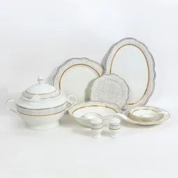 Luxury 70-Piece Porcelain Dinner Set - Classically Elegant Pattern, Serves 12