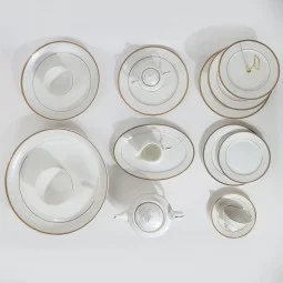 Luxury 105-piece dinnerware set – white design with an elegant gold frame