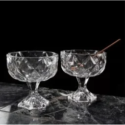 Sweet serving plate set with base - transparent - 2 pieces