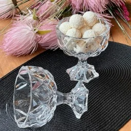 Sweet serving plate set with base - transparent - 2 pieces