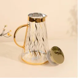 Jack Glass Juice Bottle with Gold Engravings - 1.8 Liters - 2M1T600269