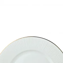 Ceramic Serving Platter - White with Gold Rims - 19 x 19 cm