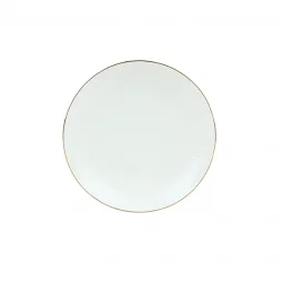 Round ceramic serving plate - white with gold edges - 20 x 20 cm