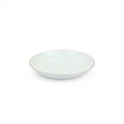 Round ceramic serving plate - white with gold edges - 20 x 20 cm