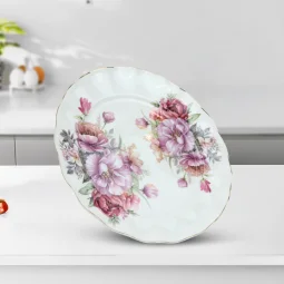 Pink Floral Patterned Plate - 27 x 27 cm