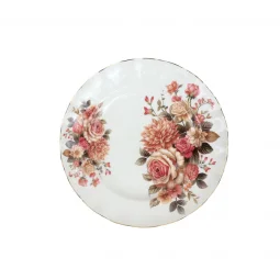 طبق مزخرف بنقشة زهور -دائري - 23×23 سم 
