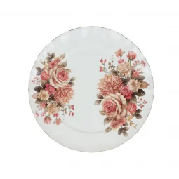 طبق مزخرف بنقشة زهور -دائري - 27×27 سم