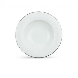 Elegant serving plate - white - with silver line - 22 x 4 cm