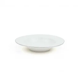 Elegant serving plate - white - with silver line - 22 x 4 cm