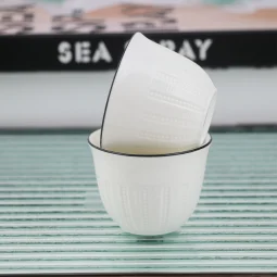 Elegant coffee cup set - white with black lines - 12 pieces