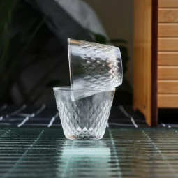 Coffee cup set with a golden stand - 7 pieces