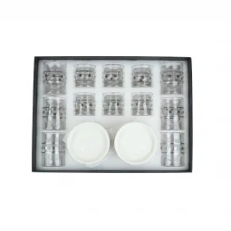 Elegant coffee and tea cup set - transparent with gray lines - 18 pieces