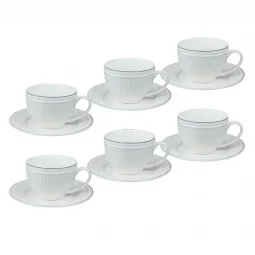 Ceramic Cappuccino Cup Set - White - 12 Pieces
