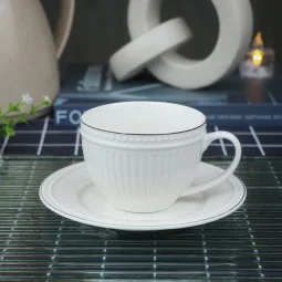Ceramic Cappuccino Cup Set - White - 12 Pieces