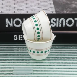 Green ceramic coffee cup set - 12 pieces - 2UU002-030